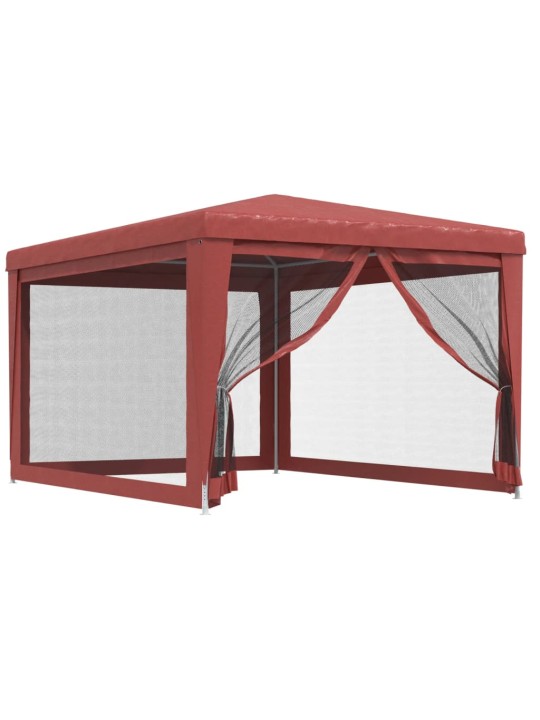 Svinību telts, ar 4 sieta sienām, 3x4 m, sarkana, hdpe