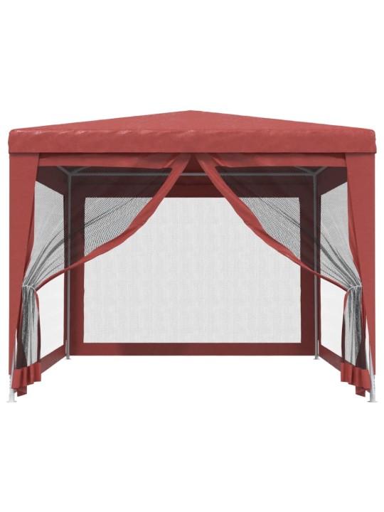 Svinību telts, ar 4 sieta sienām, 3x4 m, sarkana, hdpe