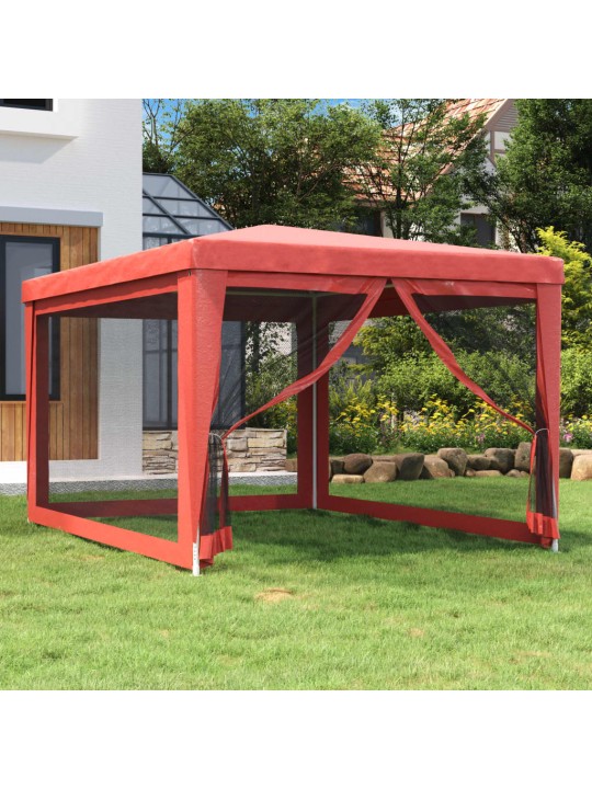 Svinību telts, ar 4 sieta sienām, 3x4 m, sarkana, hdpe