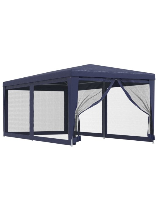 Svinību telts, ar 6 sieta sienām, 3x6 m, zila, hdpe