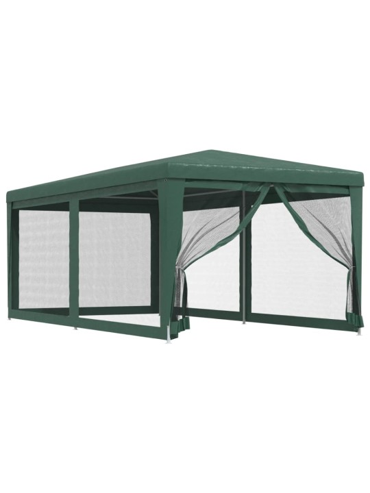 Svinību telts, ar 6 sieta sienām, 3x6 m, zaļa, hdpe