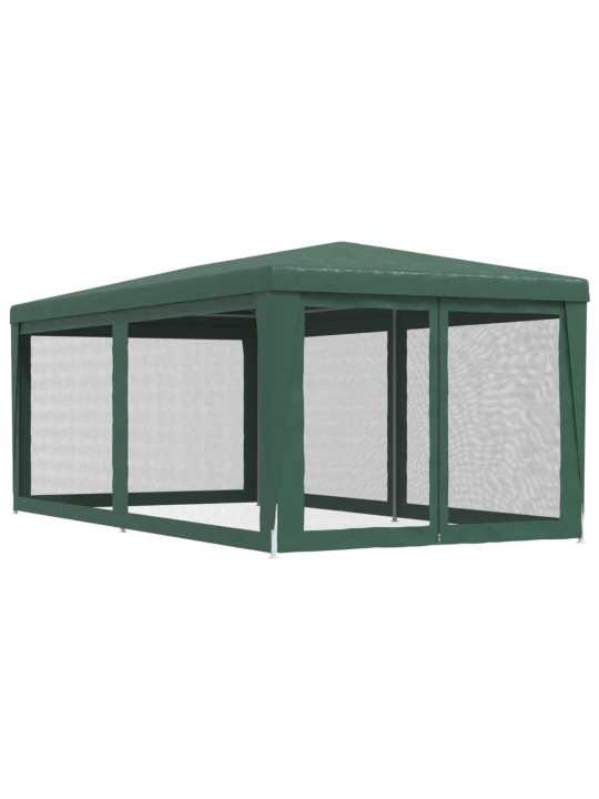 Svinību telts, ar 6 sieta sienām, 3x6 m, zaļa, hdpe