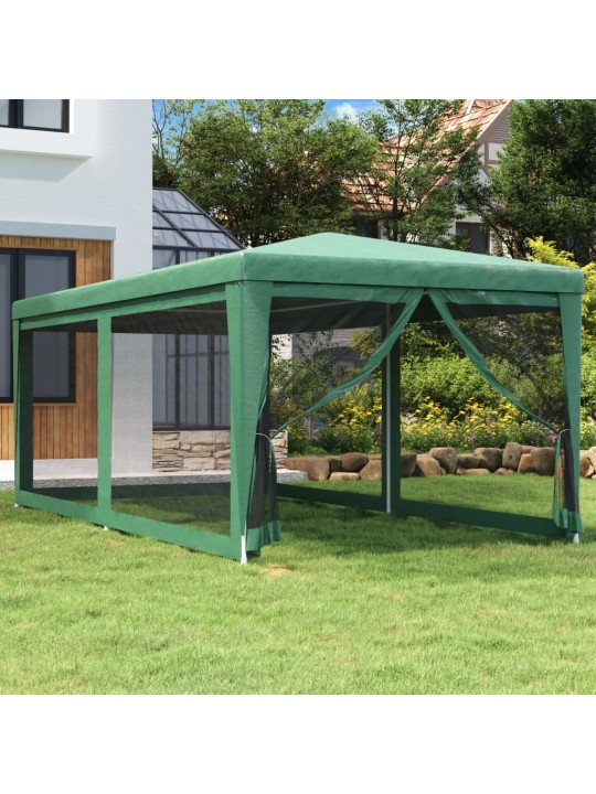 Svinību telts, ar 6 sieta sienām, 3x6 m, zaļa, hdpe