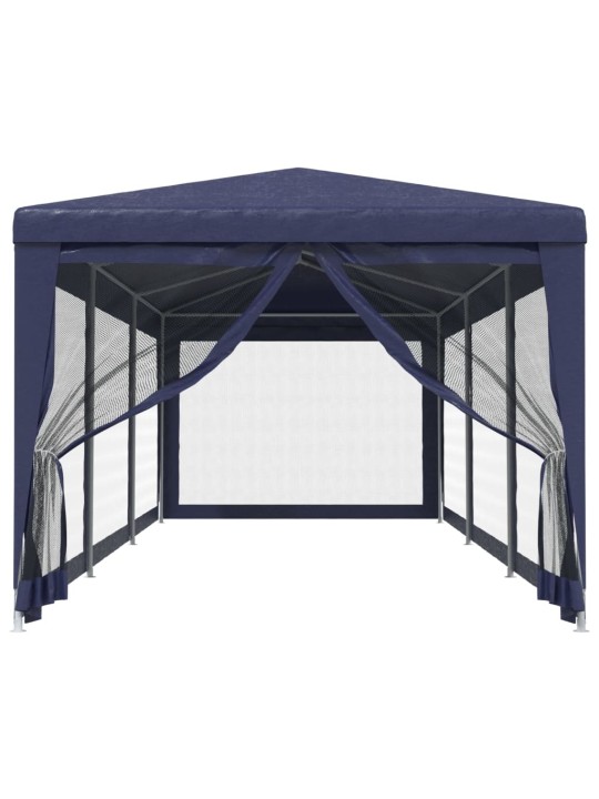 Svinību telts, ar 8 sieta sienām, 3x9 m, zila, hdpe