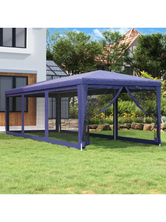 Svinību telts, ar 8 sieta sienām, 3x9 m, zila, hdpe