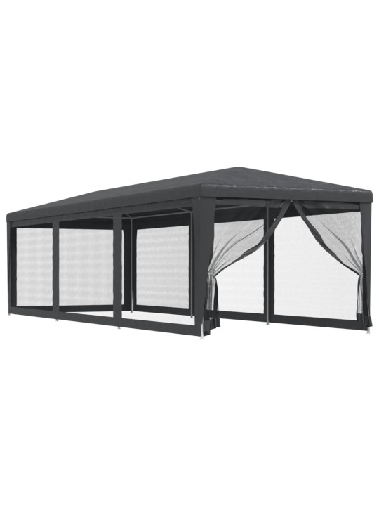 Svinību telts, ar 8 sieta sienām, 3x9 m, antracītpelēka, hdpe