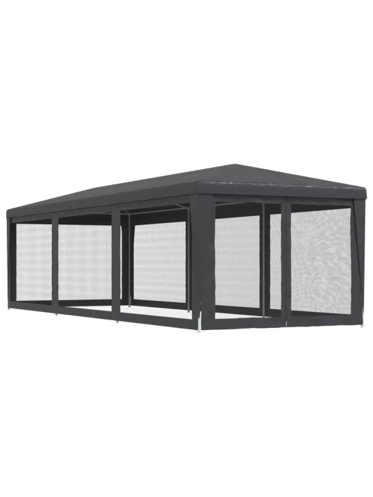 Svinību telts, ar 8 sieta sienām, 3x9 m, antracītpelēka, hdpe
