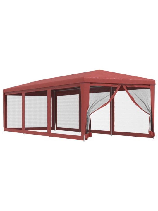 Svinību telts, ar 8 sieta sienām, 3x9 m, sarkana, hdpe