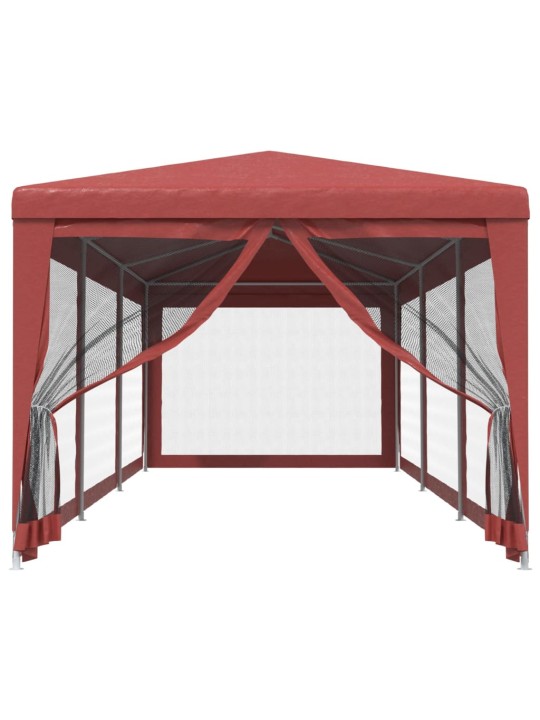 Svinību telts, ar 8 sieta sienām, 3x9 m, sarkana, hdpe