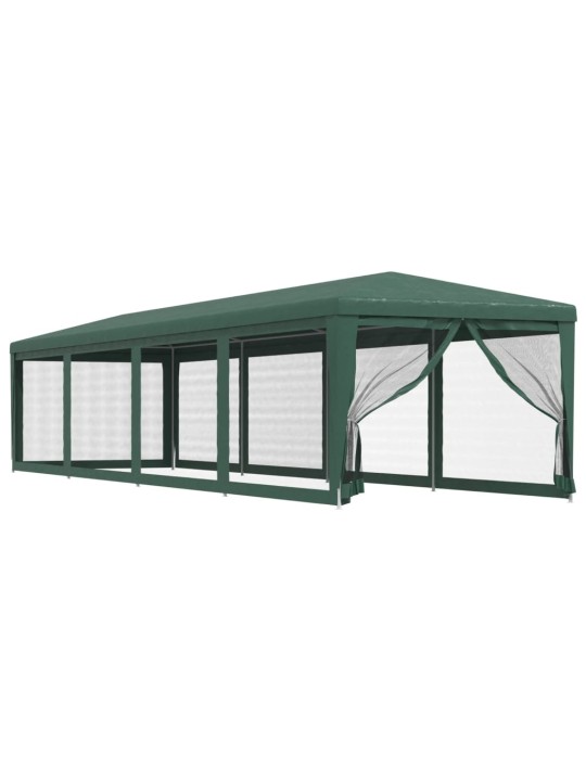 Svinību telts ar 10 sieta sienām, 3x12 m, zaļa, hdpe