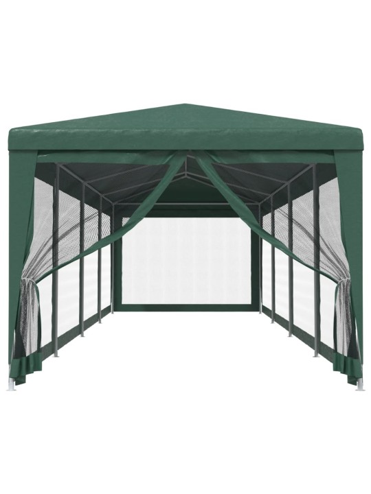 Svinību telts ar 10 sieta sienām, 3x12 m, zaļa, hdpe
