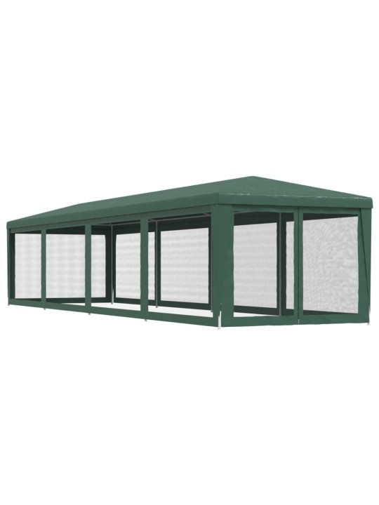 Svinību telts ar 10 sieta sienām, 3x12 m, zaļa, hdpe