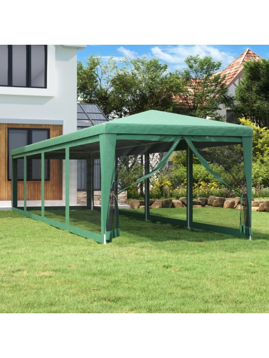 Svinību telts ar 10 sieta sienām, 3x12 m, zaļa, hdpe