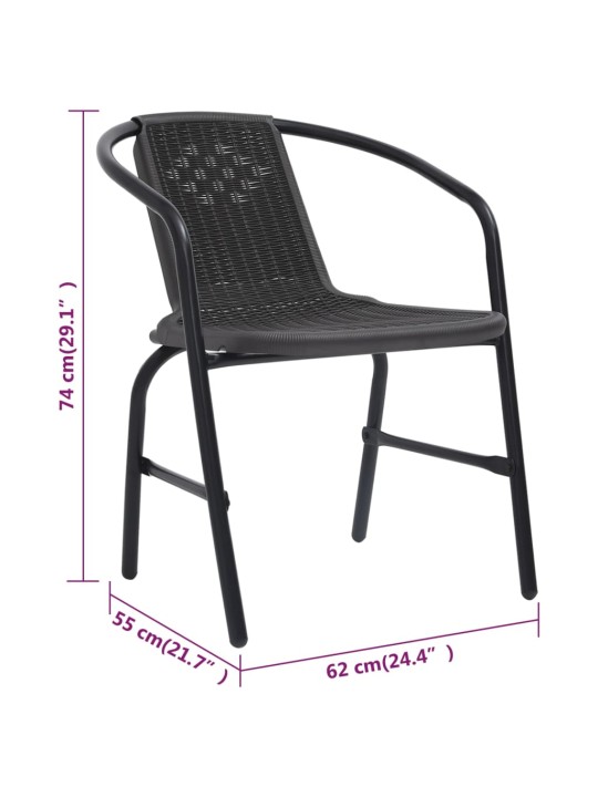 Dārza krēsli, 4 gab., plastmasas rotangpalma, tērauds, 110 kg