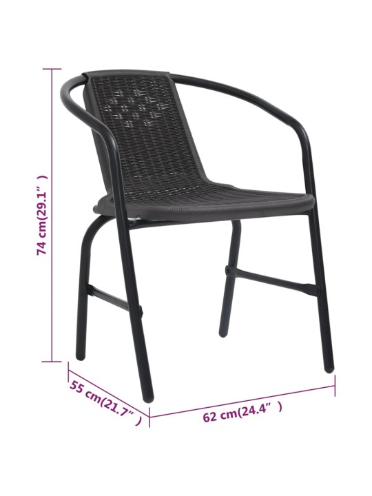 Dārza krēsli, 8 gab., plastmasas rotangpalma, tērauds, 110 kg