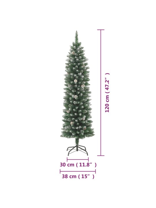 Mākslīgā ziemassvētku egle ar statīvu, šaura, 120 cm, pvc