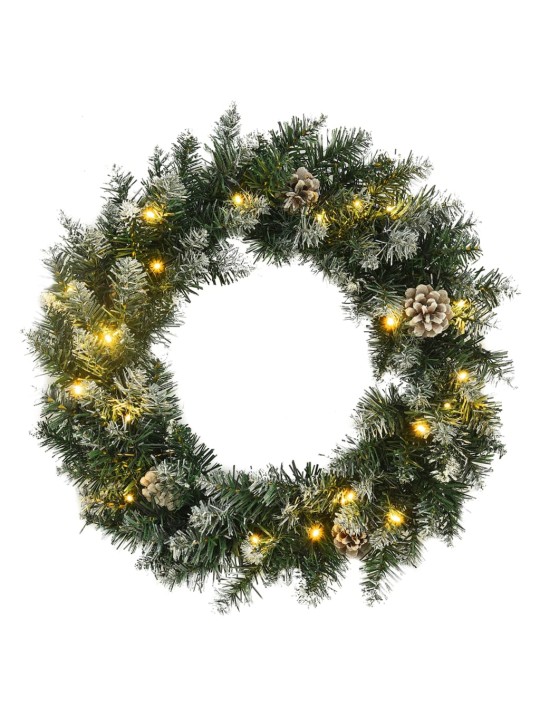Ziemassvētku vainags ar LED lampiņām, zaļš, 45 cm, PVC