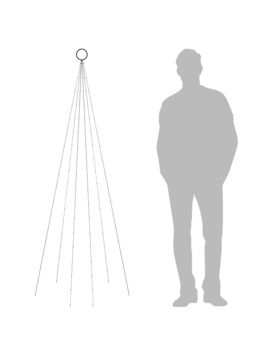Ziemassvētku egle karoga mastam, 108 silti baltas led, 180 cm
