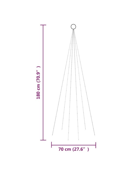 Ziemassvētku egle karoga mastam, 108 silti baltas led, 180 cm