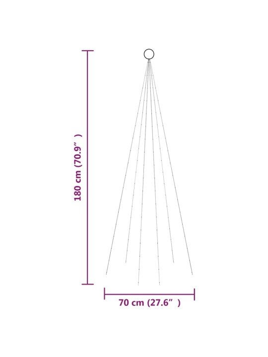 Ziemassvētku egle karoga mastam, 108 vēsi baltas LED, 180 cm