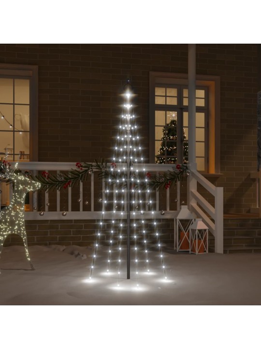 Ziemassvētku egle karoga mastam, 108 vēsi baltas LED, 180 cm