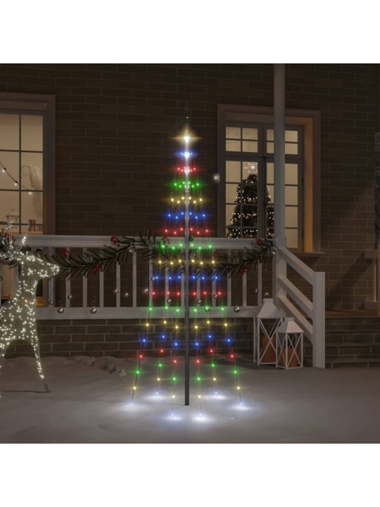 Ziemassvētku egle karoga mastam, 108 krāsainas LED, 180 cm
