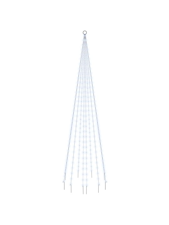 Ziemassvētku egle karoga mastam, 310 vēsi baltas LED, 300 cm