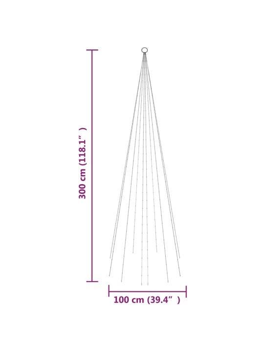Ziemassvētku egle karoga mastam, 310 vēsi baltas LED, 300 cm
