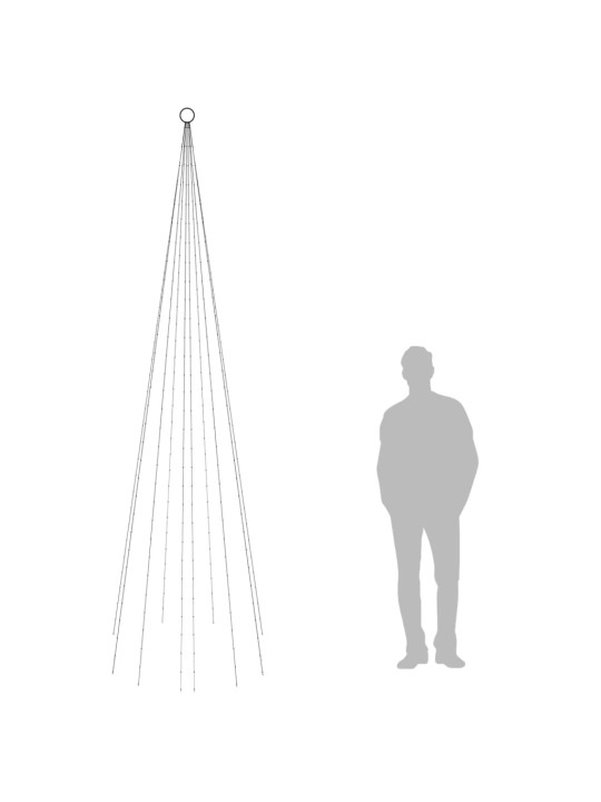 Ziemassvētku egle karoga mastam, 310 krāsainas LED, 300 cm