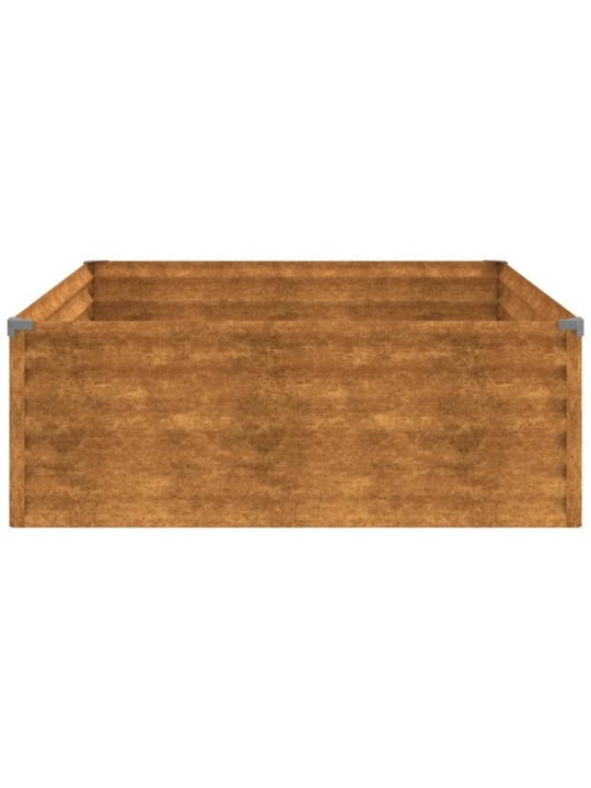 Augstā dārza puķu kaste, 100x100x36 cm, tērauds ar rūsas efektu