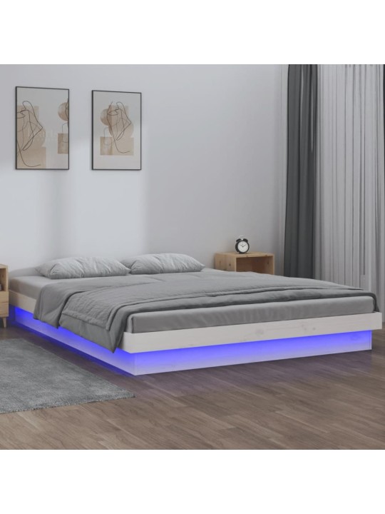 Gultas rāmis, led, balts, 150x200 cm, king izmērs, masīvkoks
