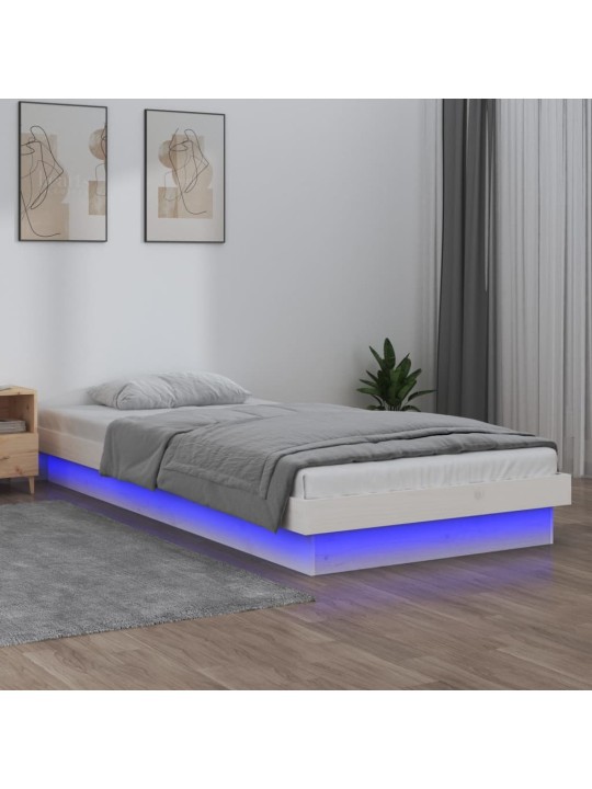 Gultas rāmis, led, balts, 75x190 cm, vienvietīgs, masīvkoks