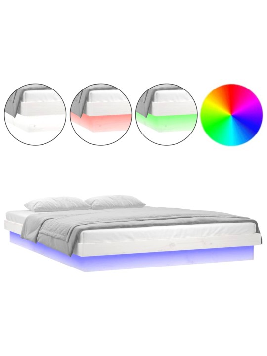 Gultas rāmis, led, balts, 135x190, divvietīgs, masīvkoks