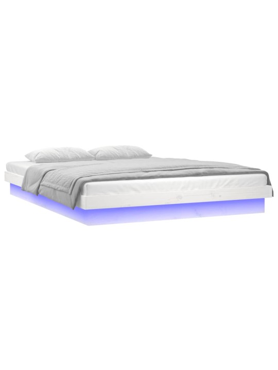 Gultas rāmis, led, balts, 135x190, divvietīgs, masīvkoks