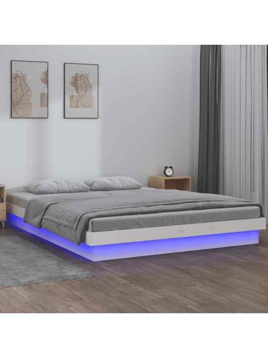 Gultas rāmis, led, balts, 135x190, divvietīgs, masīvkoks