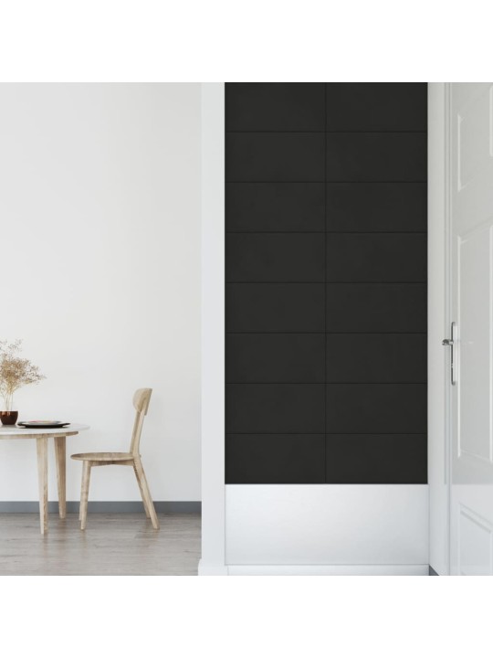 Sienas paneļi, 12 gab., melni, 60x30 cm, samts, 2,16 m²