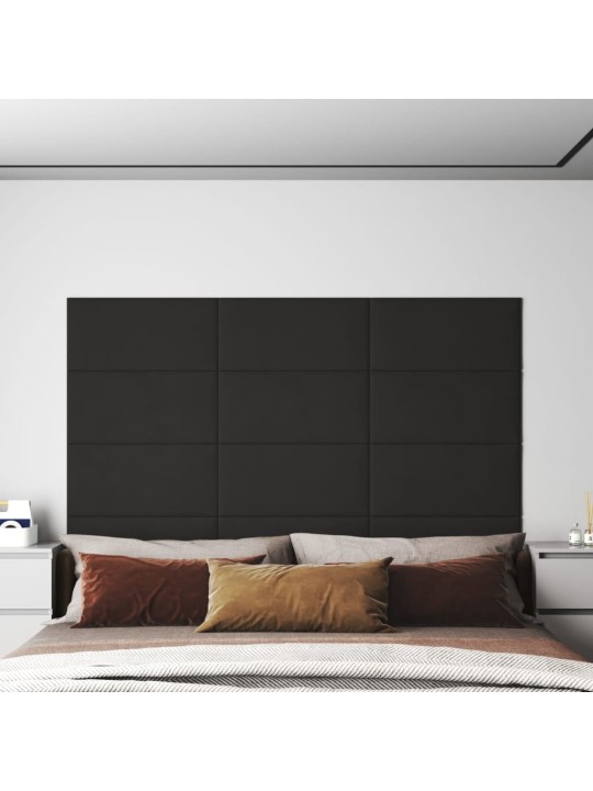 Sienas paneļi, 12 gab., melni, 60x30 cm, samts, 2,16 m²