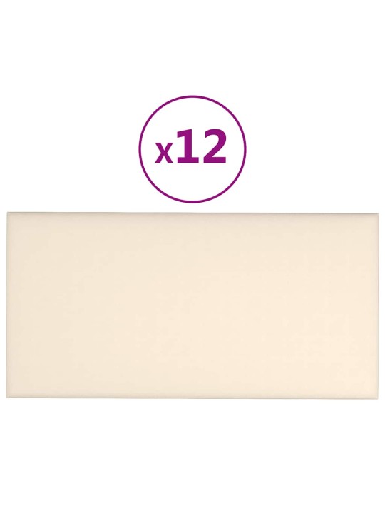 Sienas paneļi, 12 gab., krēmkrāsas, 60x30 cm, samts, 2,16 m²