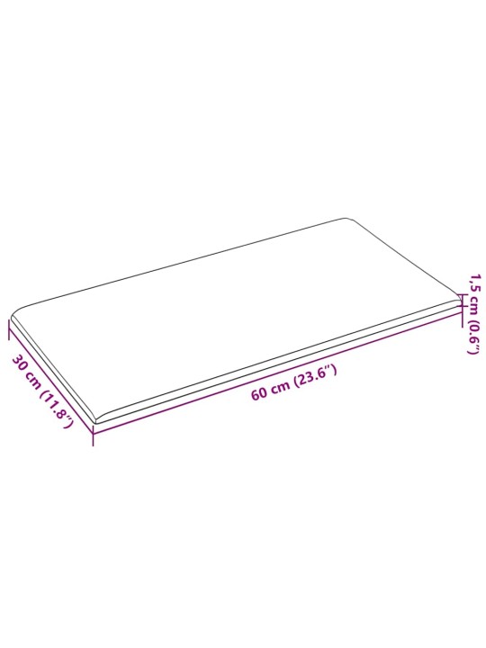 Sienas paneļi, 12 gab., krēmkrāsas, 60x30 cm, samts, 2,16 m²