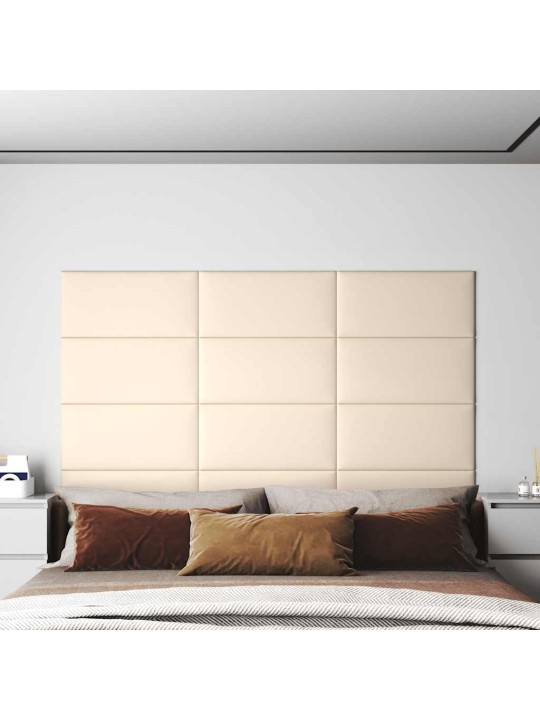 Sienas paneļi, 12 gab., krēmkrāsas, 60x30 cm, samts, 2,16 m²