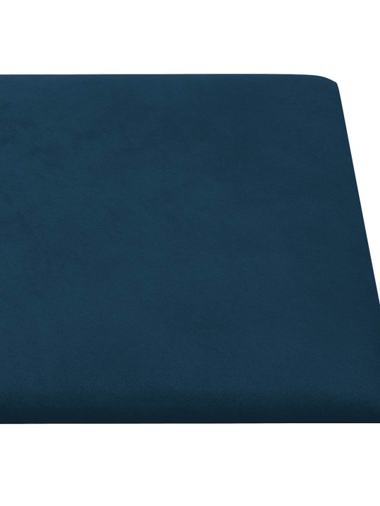Sienas paneļi, 12 gab., zili, 90x15 cm, samts, 1,62 m²