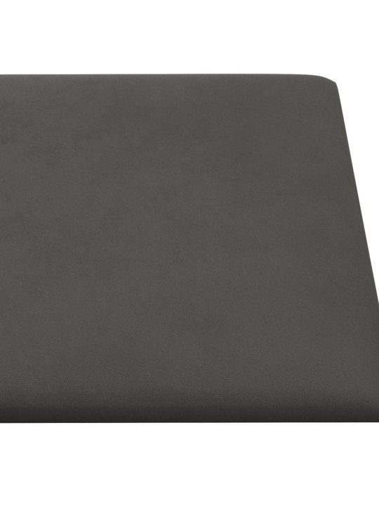 Sienas paneļi, 12 gab., tumši pelēki, 90x15 cm, samts, 1,62 m²