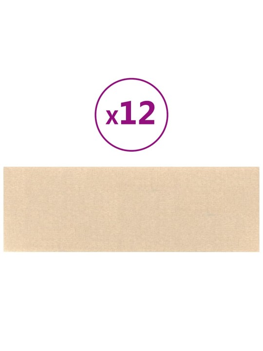 Sienas paneļi, 12 gab., krēmkrāsas, 90x30 cm, audums, 3,24 m²