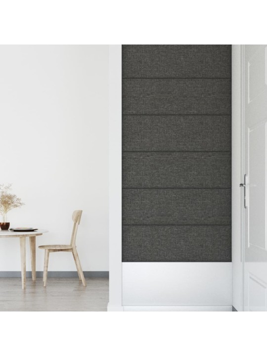 Sienas paneļi, 12 gab., tumši pelēki, 90x30 cm, audums, 3,24 m²