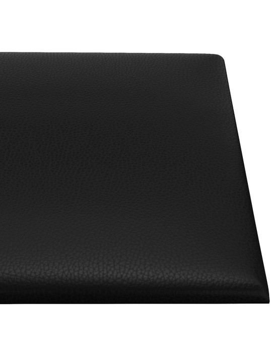 Sienas paneļi, 12 gab., melni, 90x30 cm, mākslīgā āda, 3,24 m²