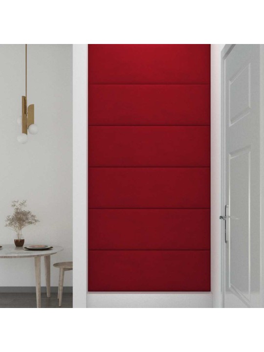 Sienas paneļi, 12 gab., vīnsarkani, 90x30 cm, samts, 3,24 m²