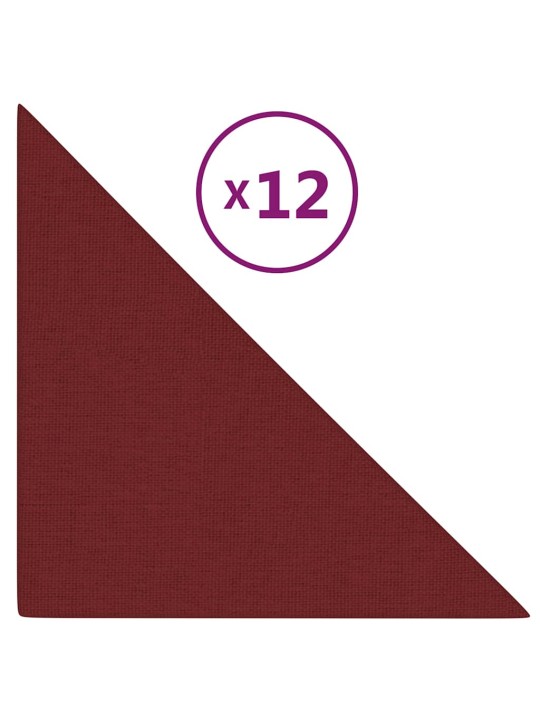 Sienas paneļi, 12 gab., vīnsarkani, 30x30 cm, audums, 0,54 m²