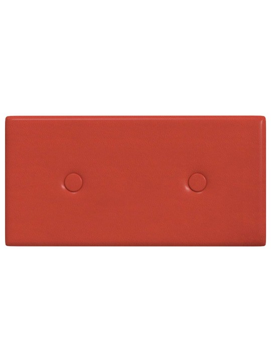 Sienas paneļi, 12 gb., sarkani, 30x15 cm, mākslīgā āda, 0,54 m²