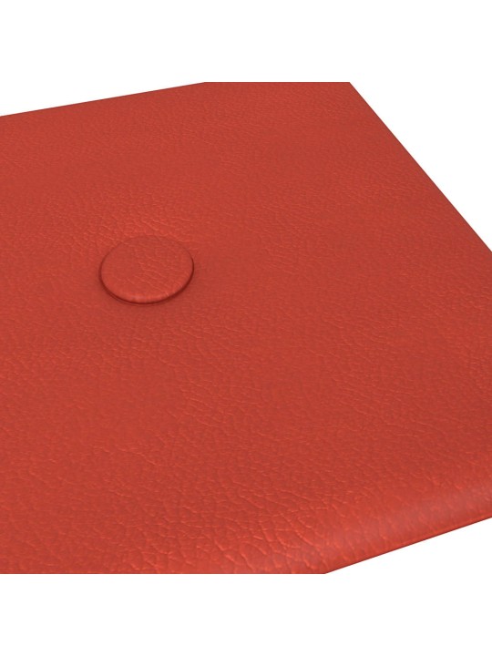 Sienas paneļi, 12 gb., sarkani, 30x15 cm, mākslīgā āda, 0,54 m²
