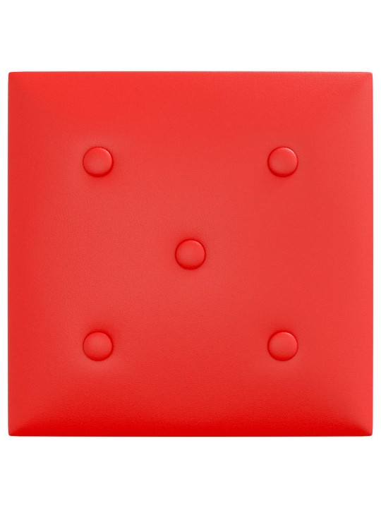 Sienas paneļi, 12 gab., sarkani, 30x30 cm, mākslīgā āda, 1,08m²